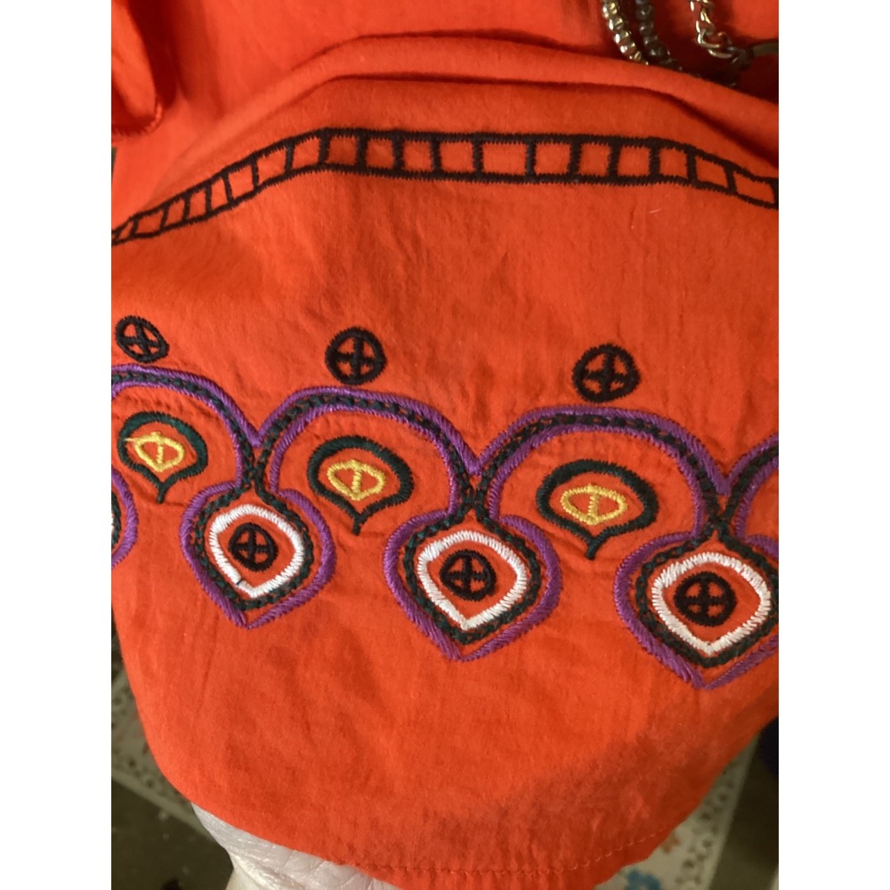 For The Republic Orange Embroidered Off Shoulder Flutter Sleeve Blouse Large - Picture 6 of 6